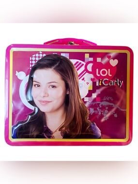 Lunchbox iCarly Tin Box Disney Channel Vintage 2009 Hot Pink Purple Blue Yellow